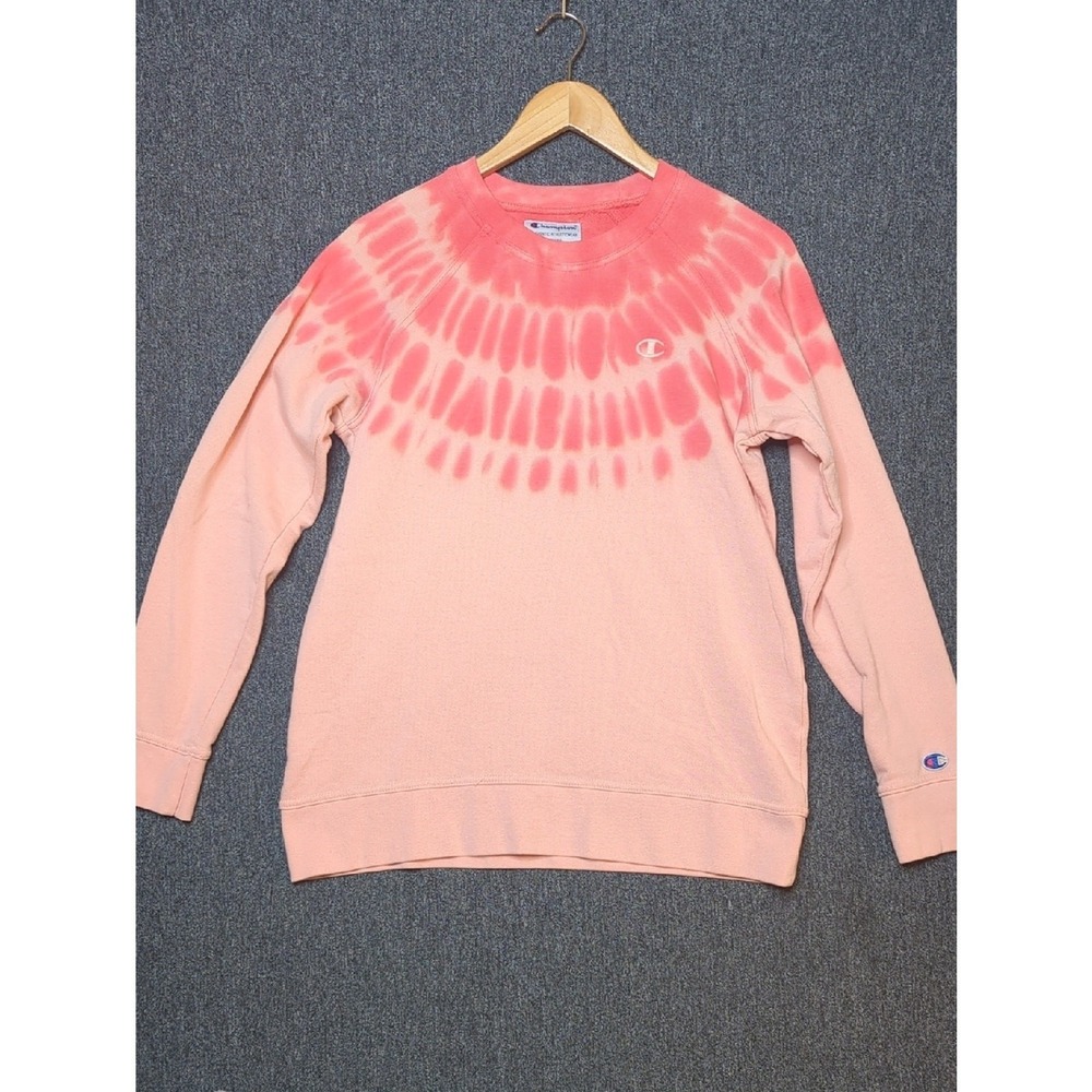 Champion Peach and Coral Tie-Dye Crewneck‎ Sweatshirt Medium